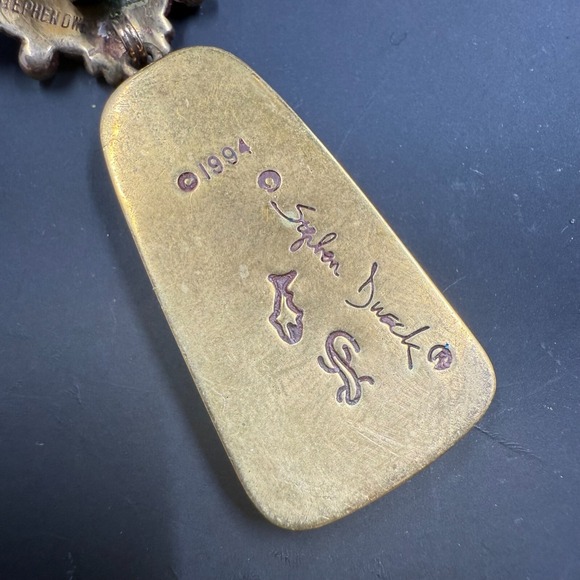 Stephen Dweck 2.5" Bronze & Sterling Silver Clip-On Earrings w/ Onyx - Picture 7 of 9